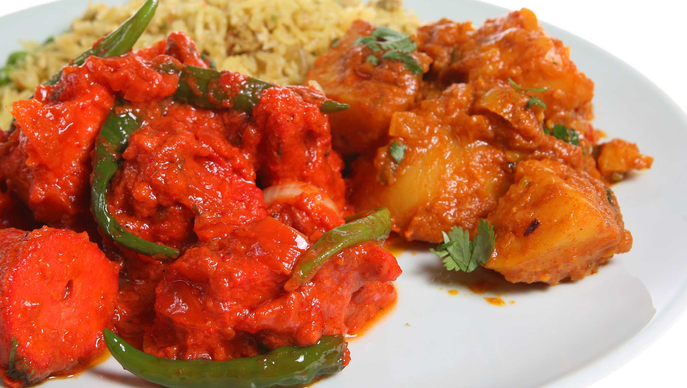 2 types of chicken curry with rice